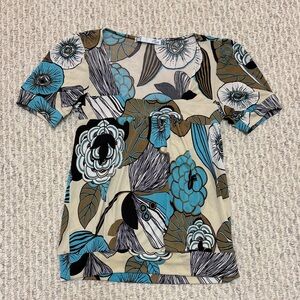 Kismet Blue and Black Floral Short Sleeve Top